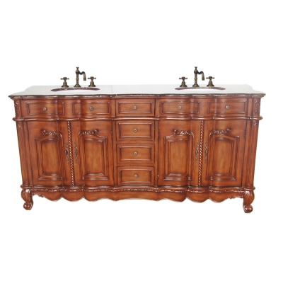 72 Inch High Quality Antique Double Sinks bathroom vanity, Solidwood Bathroom Cabinet,Classic Style, Elegant and Pracrical Double Praise